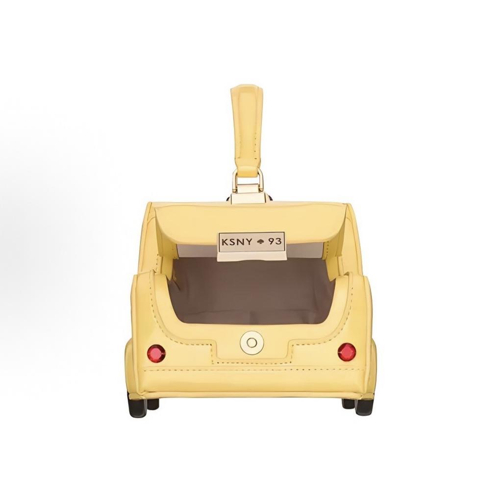 Kate Spade Нью-Йорк 3D Лого Такси Сумка Женская Желтая из Лакированной Кожи с Застежкой-Кнопкой