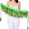 Tassel Belly Dance Hip Scarf with Gold Color Coin Waist Chain Trendy Hip Scarf  Show Costumes