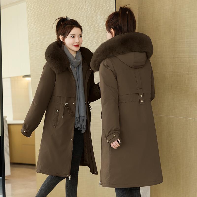 Живое лицо съемное одно платье три наряда женская средняя и длинная хлопковая одежда талия хлопковая куртка зимнее утолщенное хлопковое пальто