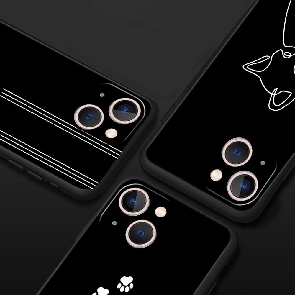 Кот Линия Черные Коты Чехол для Телефона Для iPhone 17 16 15 Pro Max 11 12 13 14 7 8 Plus SE 2020 X XR XS Чехол Мягкий Черный
