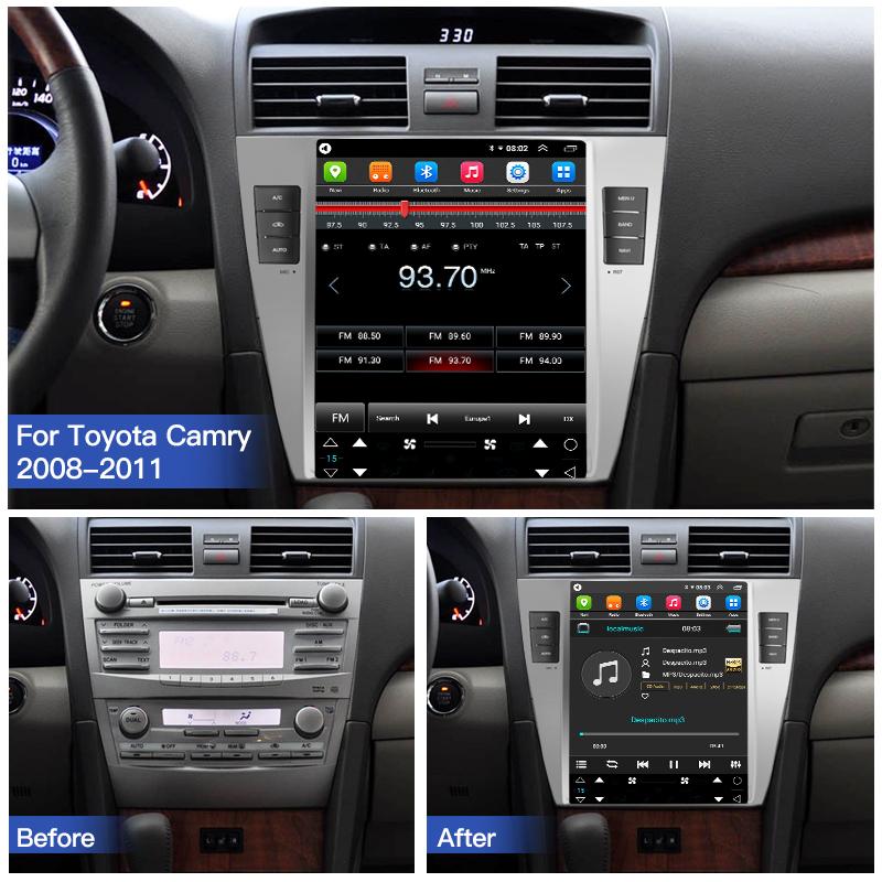 Автомобильный радиоприемник Android Мультимедиа 9,7 дюйма для Toyota Camry 6 XV 40 50 2008-2011 Carplay Стерео GPS Autoraido Tesla Style Видеоплеер 2 Din