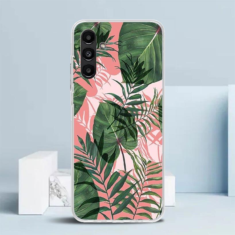 Летние Тропические Растения Зеленый Лист Чехол для Телефона Для Samsung Galaxy A17 A37 A57 A16 A15 A14 A13 A56 A55 A54 A53 A36 A35 A34 A33 A26