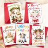 10PCS Cute Cartoon Christmas Greeting Cards Set with Envelopes, Large Size Xmas Cards for Holiday Wishes & Gifts
