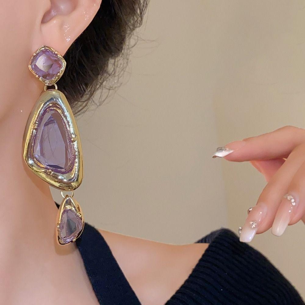 Прозрачные хрустальные преувеличенные серьги-капли Винтажные нерегулярные серьги Серьги со стразами Вечеринка