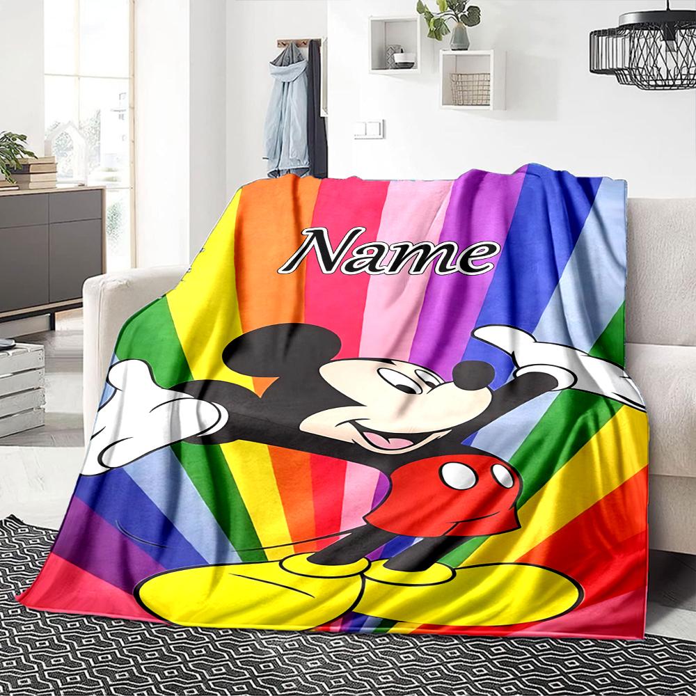 Custom Name Mickey Mouse Celebration blanket for Couch & Bed, Plush Cozy Fuzzy Blanket Super Soft & Warm Blankets for Fall and Winter. 090826