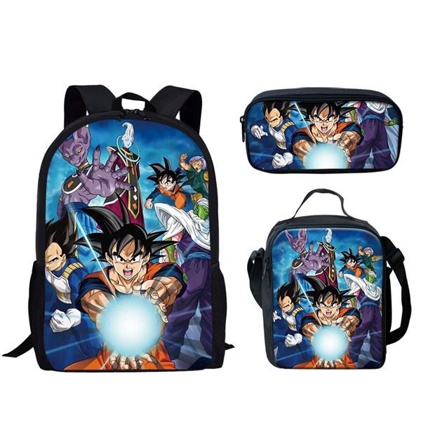 Набор Dragon Ball: рюкзак, вместительная нейлоновая школьная сумка и пенал для школьников.