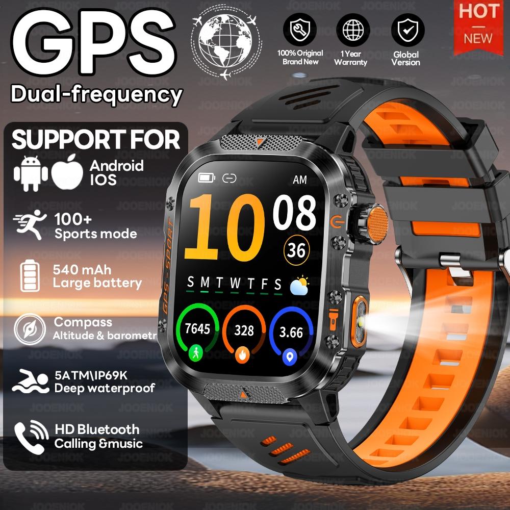Новые спортивные смарт-часы с двухдиапазонным спутниковым GPS для мужчин, AMOLED HD-экран, пульсометр, компас, водонепроницаемость 10 ATM, для плавания