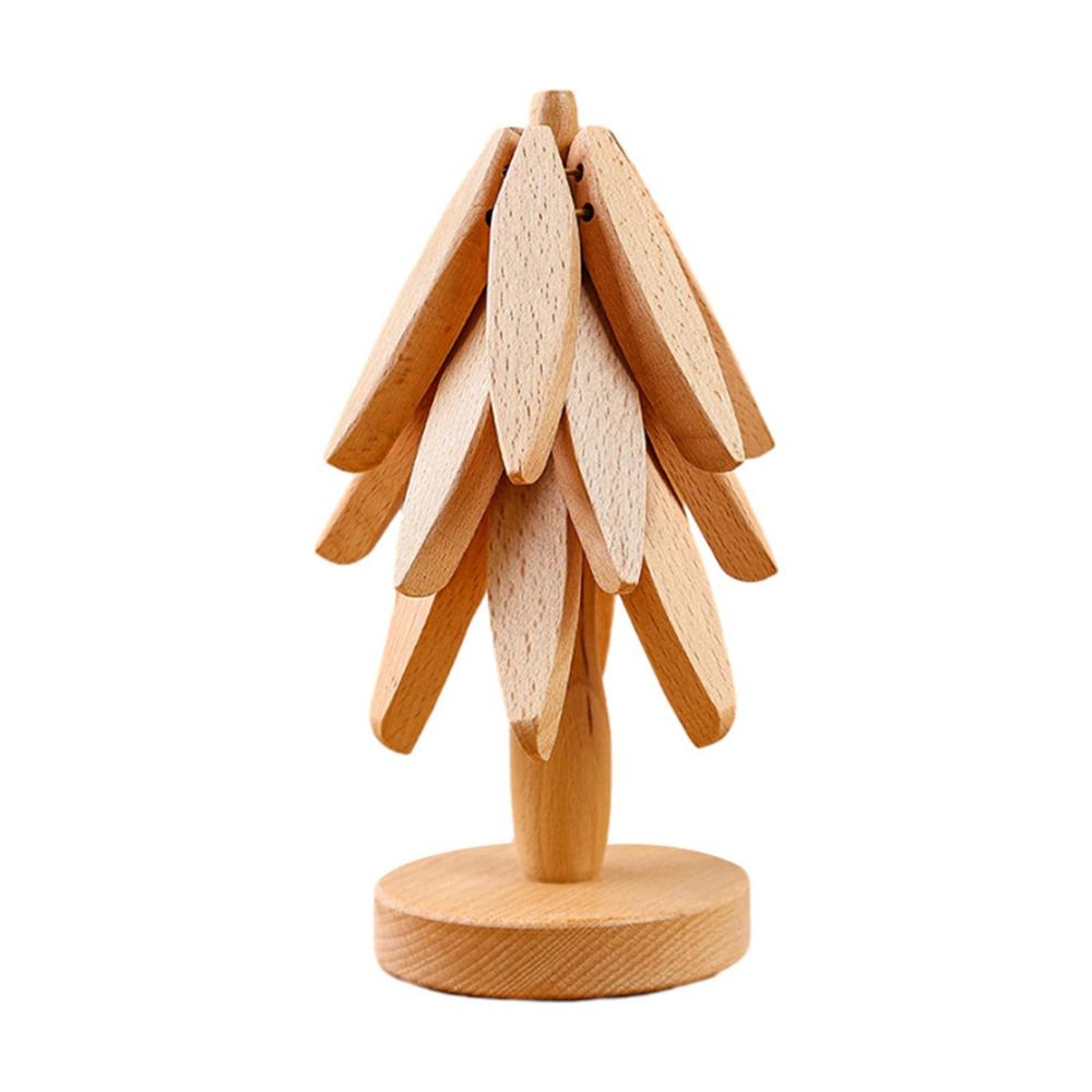 Home Kitchen Tree Shape Trivet Set Coaster Wooden Placemats For Insulation Wood Hot Pads Insulation Anti Scald Mat Table Mat