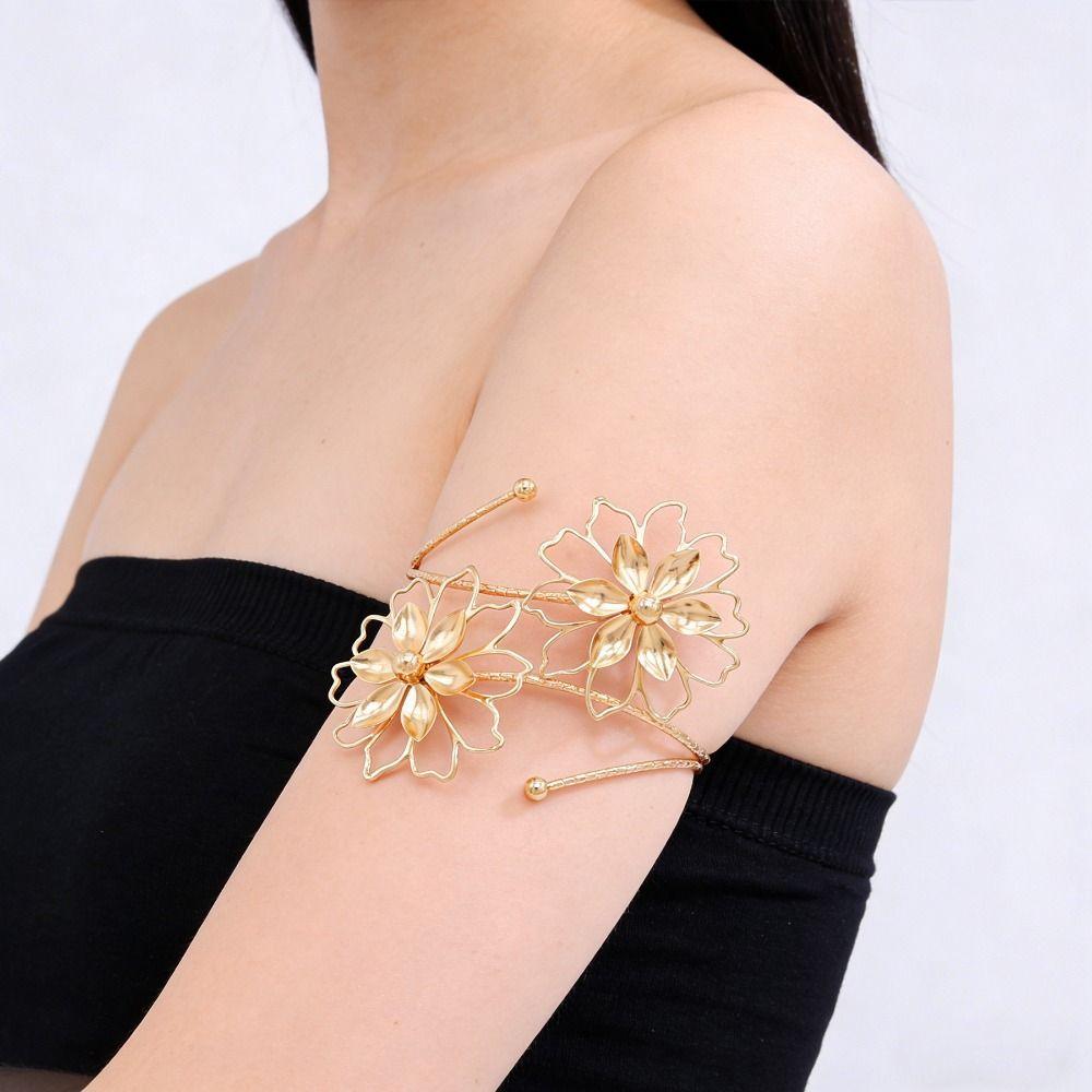 Adjustable Flower Bracelet Hollow Out Arm Ring Exquisite Armband  Beach