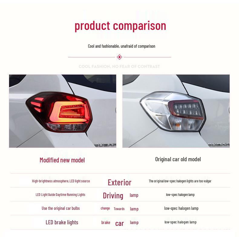 LED Taillight Assembly for 2012-2017 Subaru XV - Smoked Black with Daytime Running & Brake Light