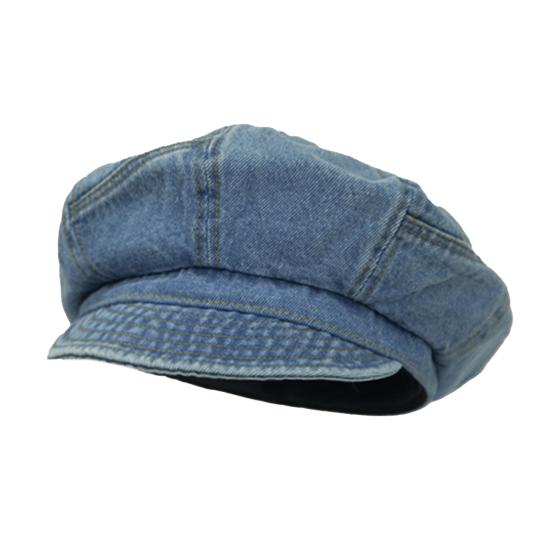 Women's Denim Newsboy Cap Visor Beret Hat with Short Brim Sun Protection Cabbie Cap for Spring Summer Travel Outdoors