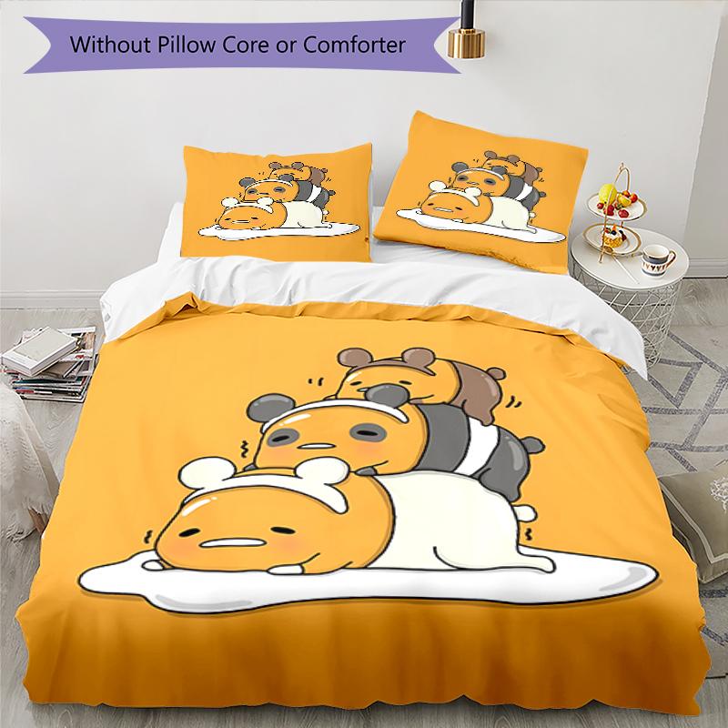 3pcs Sanrio Gudetama2 pattern bedding set duvet cover set includes duvet cover &pillowcases, perfect all season bedroom decoration & gift