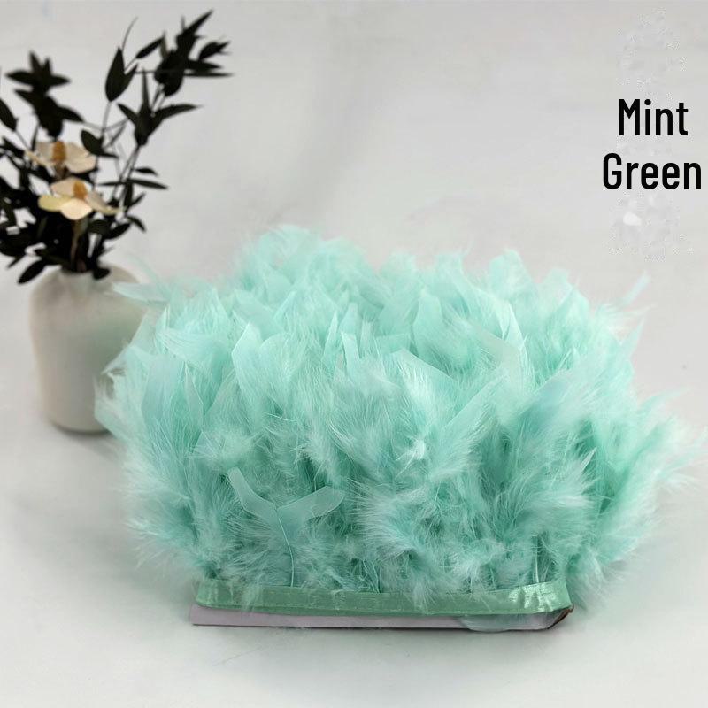 Red Lace Net Turkey Feather Strips for DIY Handmade Wedding Dance Costumes and Decorations