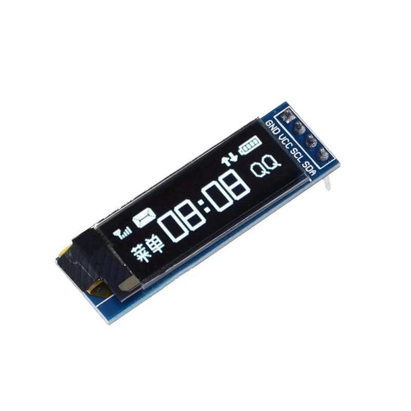 0,91-дюймовый OLED-дисплейный модуль I2C 128x32 SSD1306 Бело-синий 4-контактный IIC 12864 LCD LED Экранная плата для Arduino Raspberry Pi DIY