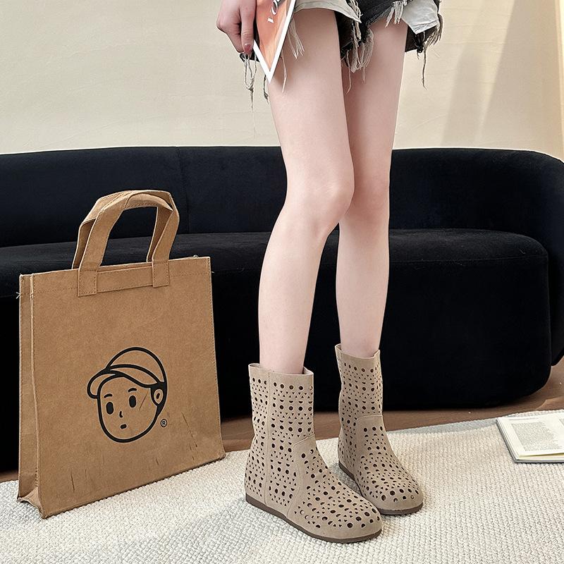 Fashion Versatile Fashion Boots Women's Spring and Summer New Hollow Breathable Cool Boots Short Boots Tide