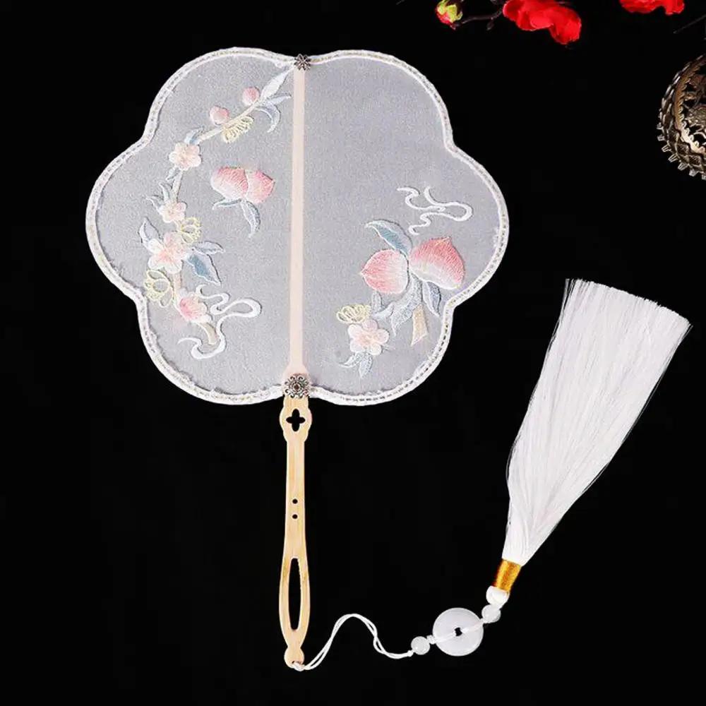 Китайский веер оптом полупрозрачный длинный веер с кисточками для танцев женский костюм ханьфу чонсам вышивка маленький круглый веер