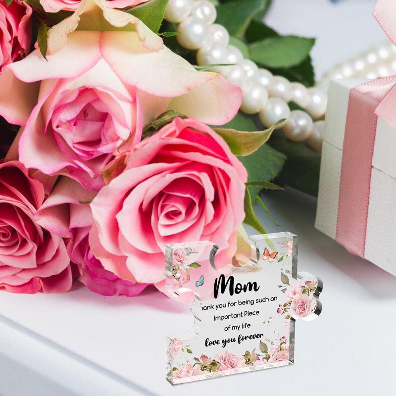Подарки на день рождения мамы Узоры из цветов и букв Уникальный акриловый блок с гравировкой Деталь пазла Маленькие нежные подарки для мамы Согревающие душу