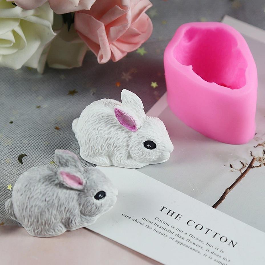 1 Pcs Cute Rabbit Silicone Mold Chocolate Mu Si Fondant Baking Cake Mold Plaster Drop Glue Handmade Soap Mold