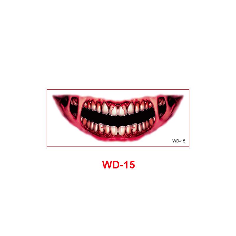 New Halloween horror big mouth tattoo sticker party party fun makeup thriller DIY mouth makeup sticker