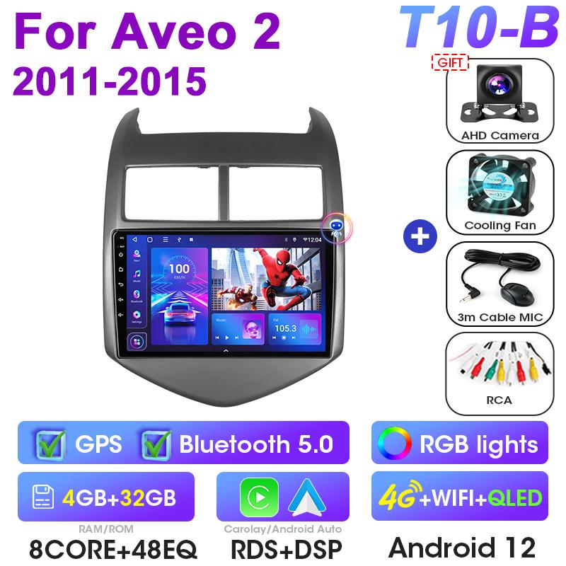 2 Din Android 12 автомобильное радио для Chevrolet Aveo 2 Sonic T300 2011 -2015 мультимедийный видеоплеер GPS 4G Carplay Auto Stereo RDS DVD
