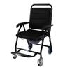 Commode Chair with Wheels Thickened Cushion Foldable Commode Wheelchair with Bucket for Home Elderly