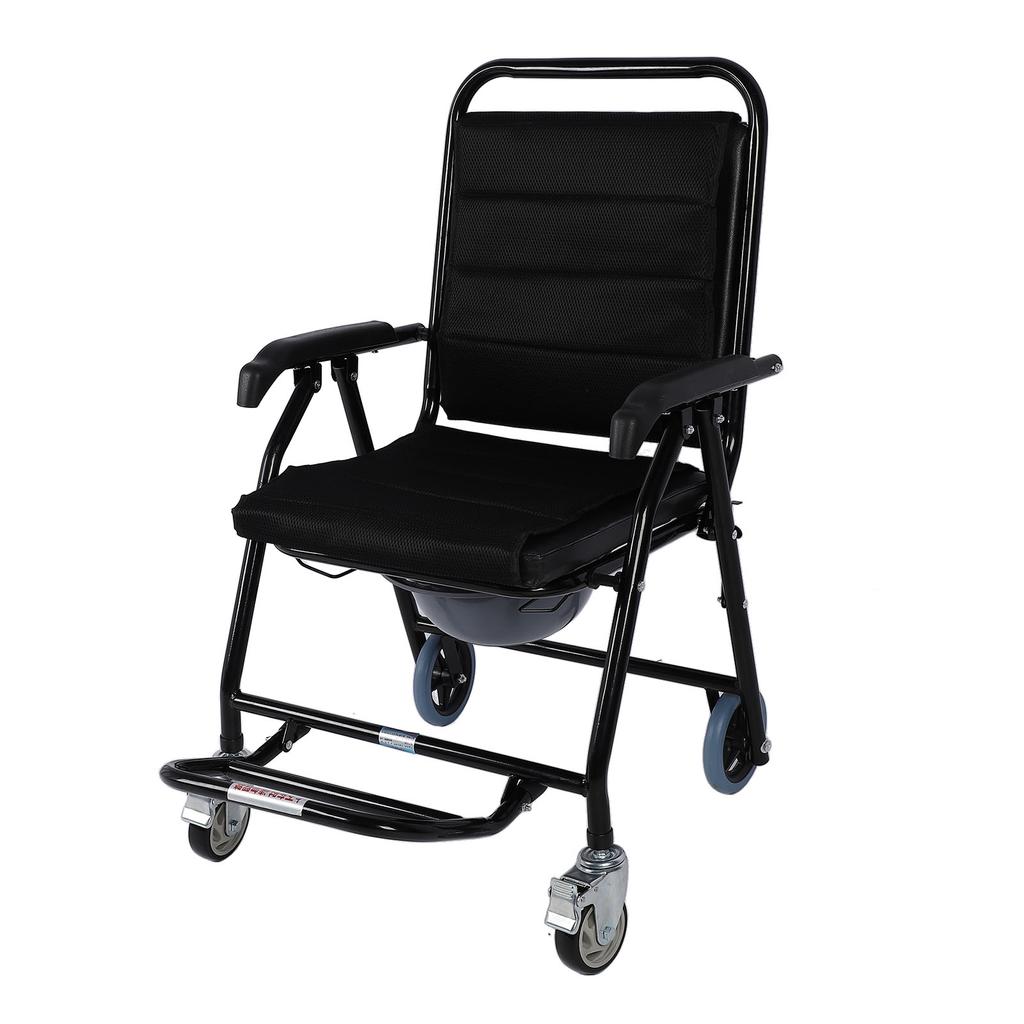 Стул-туалет с колесами, утолщенная подушка, складной стул-туалет с ведром для пожилых людей дома