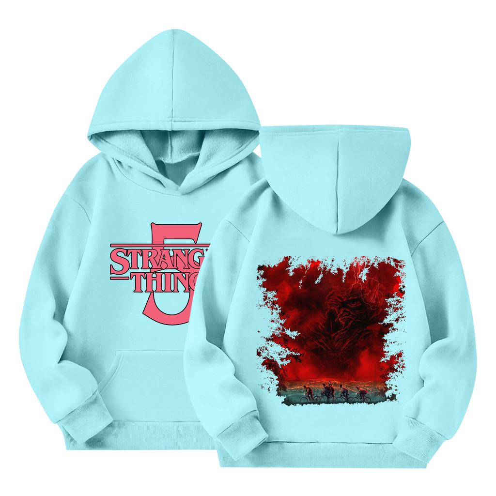 Детский пуловер с длинным рукавом, свободного кроя, с принтом букв, капюшоном на шнурке