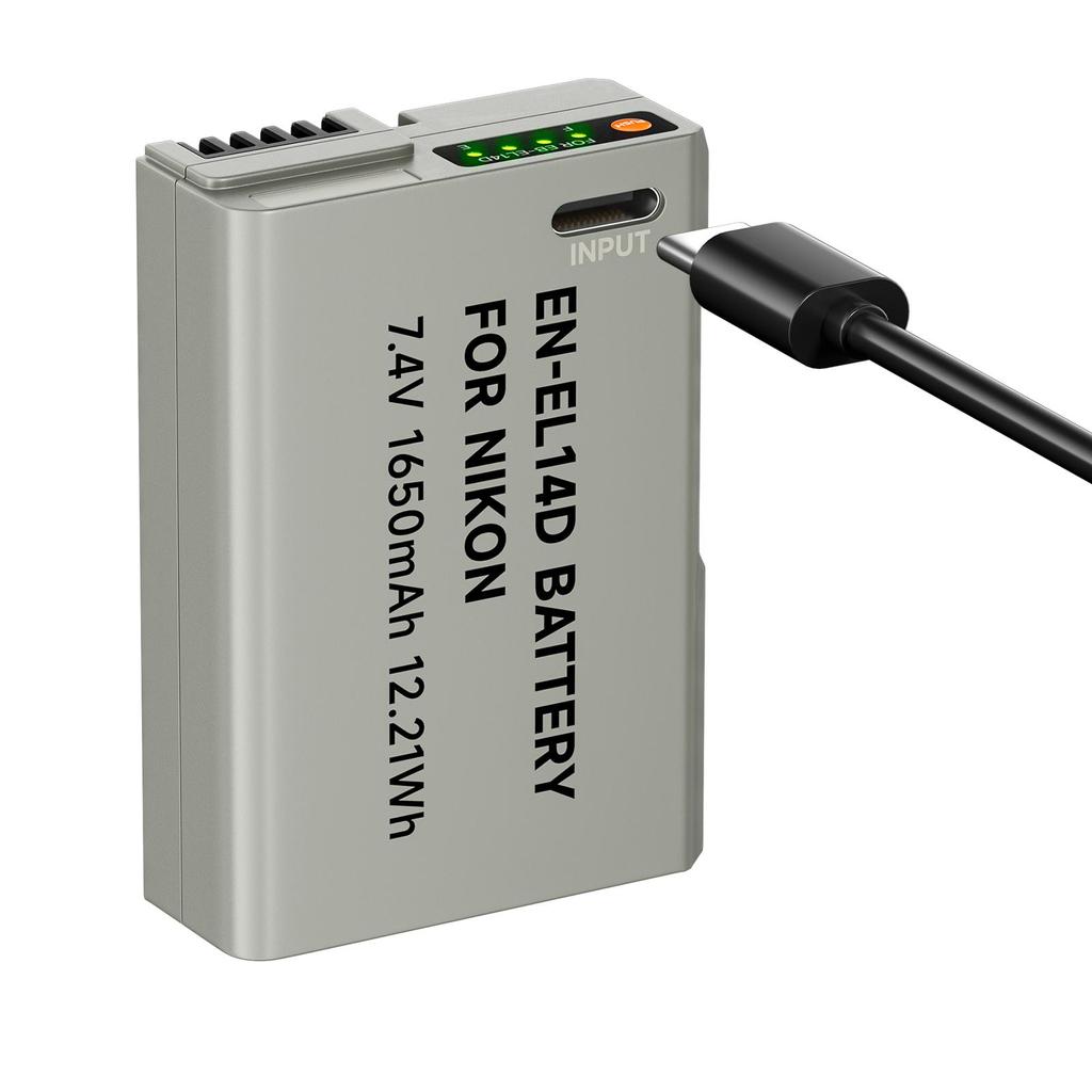 EN-EL14 1650mAh USB Type C EN-EL14a EN EL14 Battery for Nikon Df D5500 D5600 D3400 D3500 D5100 D5200 D5300 D3100 D3200 D3300
