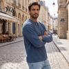 Easy Care Machine Washable Shirt Men Corduroy Pullover Shirt, Long Sleeve Button Collar with Chest Pocket, Mens Loose Fit Ribbed Textured Sweatshirt