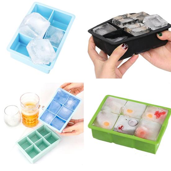 Форма для льда для морозилки 6 глубоких ячеек Толстая герметичная с прозрачной крышкой Пищевая многоразовая Антипригарная Легкое извлечение Расширенное дно Лед