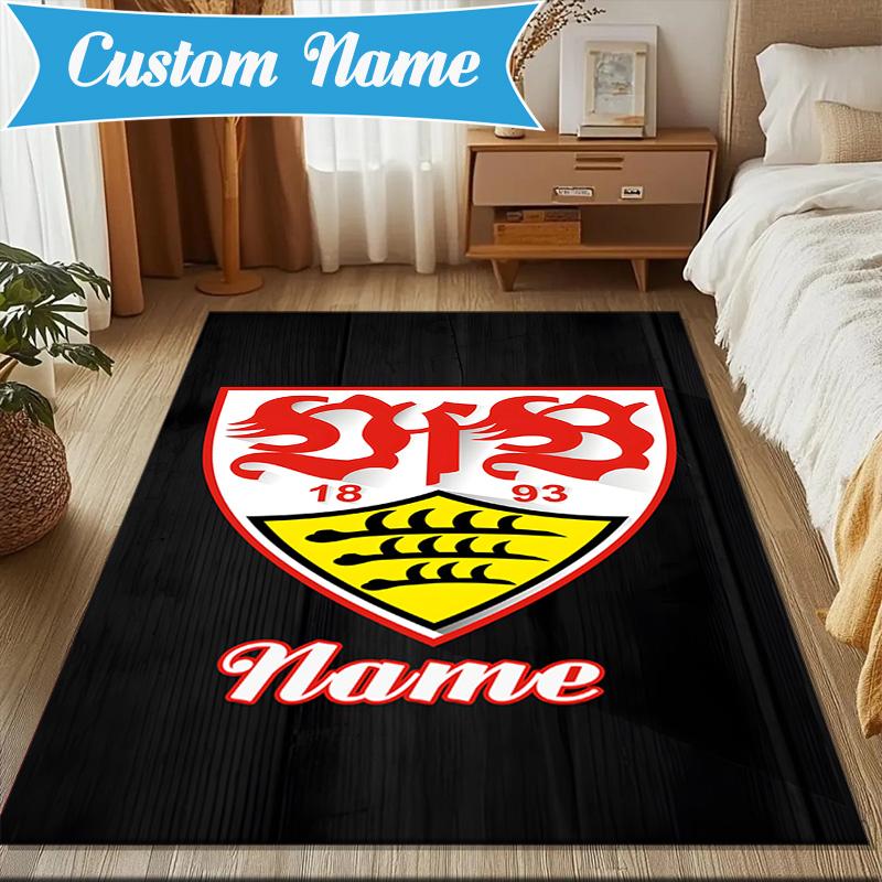 Custom Name Stuttgart Crest Art Rug Game Carpet, Floor Mat for Bedroom Living Room Entryway Rug, Home Decor Idea Gift for Christmas birthday