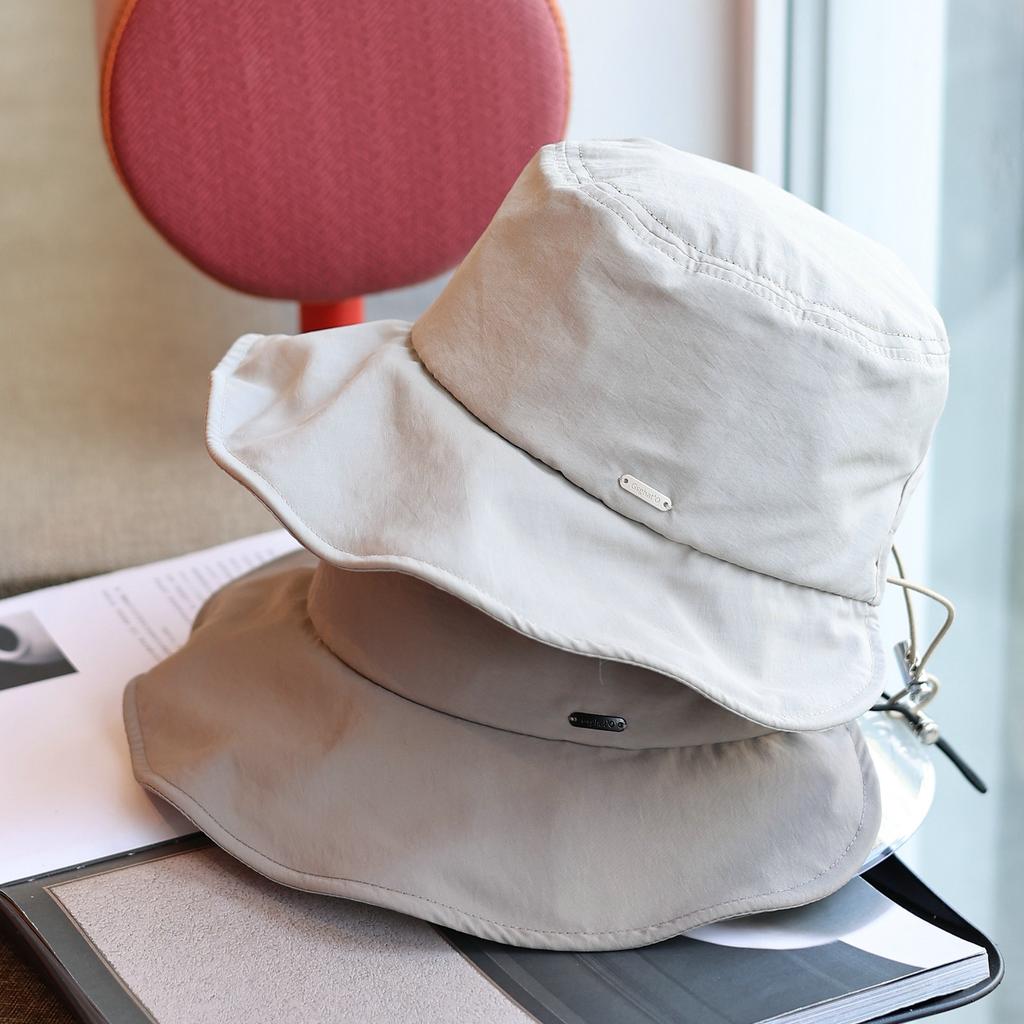 Lightweight and simple drawstring Flat top bucket hat Spring and summer travel Leisure outdoor breathable sunshade Couple cloth hat