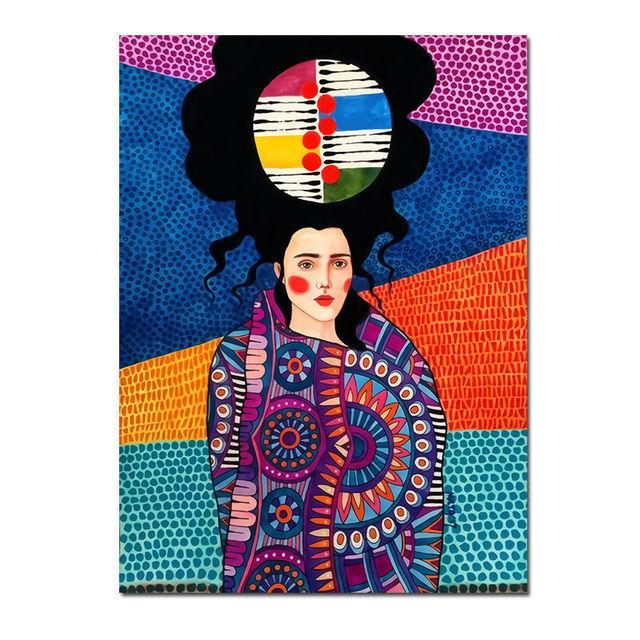 Скандинавская абстрактная девушка, цветок, птица, холст, картина, печать плакатов, винтажная настенная художественная картина для гостиной, домашний декор, Cuadros, без рамки