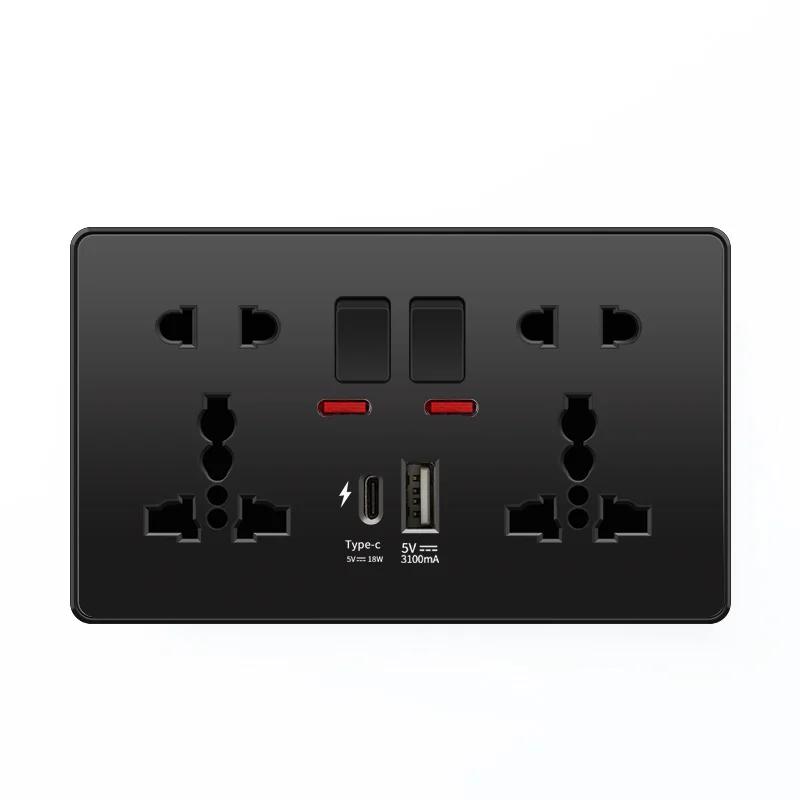 Depoguye Black Wall Power Button,International General Push Button Light Switch, Villa Hotel On Off Switch 220V 86mm*86mm