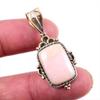 Natural Pink Opal Gemstone 925 Solid Sterling Silver Two Tone Pendant 1.5" t8V08