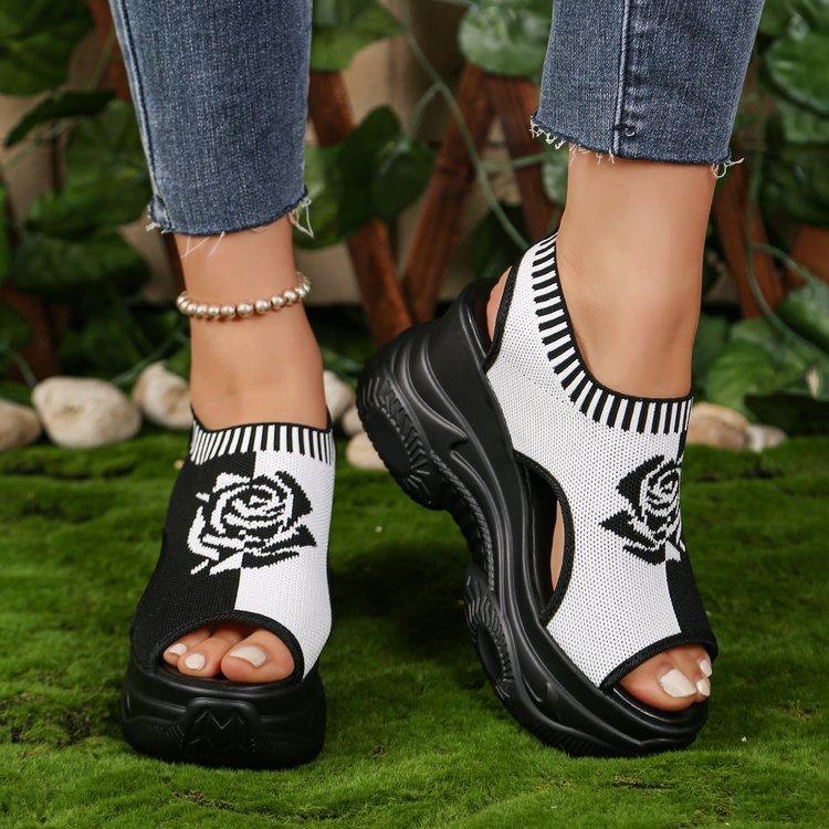 Сандалии на платформе с танкеткой большого размера для женщин, плетеные, дышащие, с открытым носом, эластичная стелька, легкие и удобные сандалии