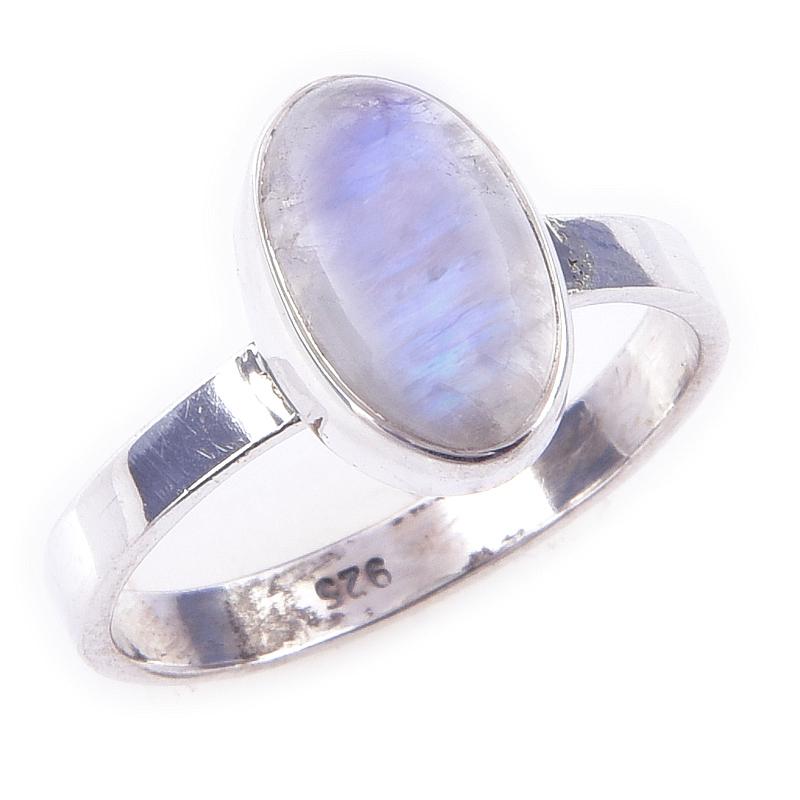 Кольцо из серебра 925 пробы с натуральным радужным лунным камнем ручной работы S.6 Y0v34