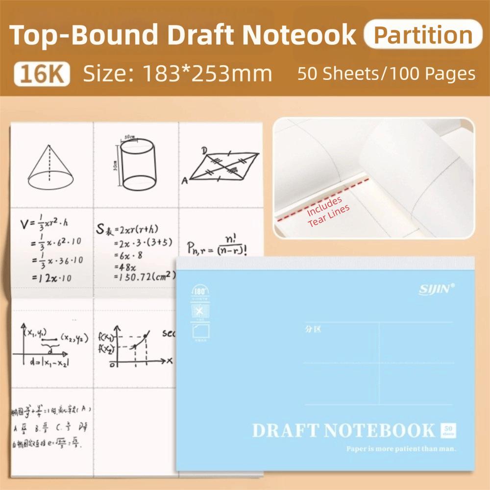50 Sheets Flip-Up Draft Notebook 16K Note Paper Multi-purpose Draft Book  Students