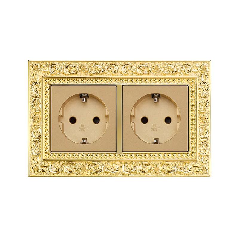 Роскошный винтажный кнопочный переключатель 1/2/3/Gang 2Way, стандартная медная настенная розетка ЕС-Франции, универсальный выключатель света для дома, розетка