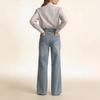 European and American mid-waist loose retro mid-waist temperament women's wide-leg jeans