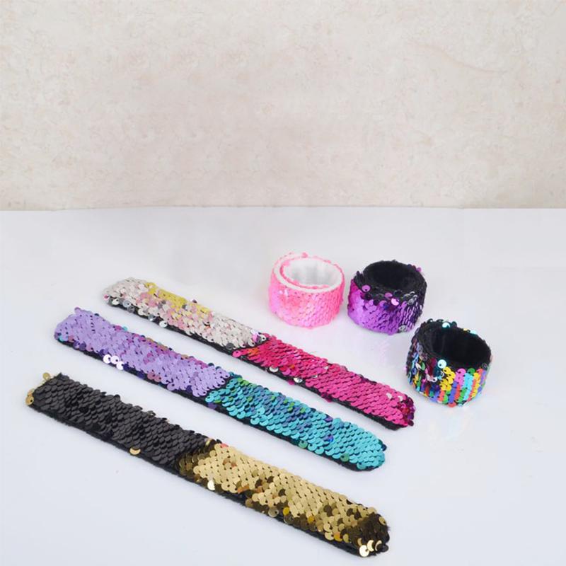 Рождественские украшения с блестками для детей, двойные цвета, ювелирные изделия, браслет с русалкой, фестивальный подарок, хлопковое кольцо, 1 шт.