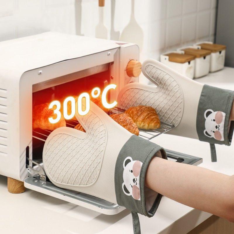 Heat Resistant Gloves - 300°C Silicone Oven Mitts, Non-Slip, Food-Grade Kitchen Baking/Microwave Protection (1 Piece)