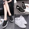 Platform Wedge Sneakers Shoes Genuine Leather Bling Bling Slip On Spring Autumn Women Fashion Sneakers