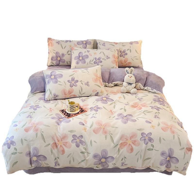 A-Class Milk Fleece Bedding Set Thick Coral Flannel Bed Winter