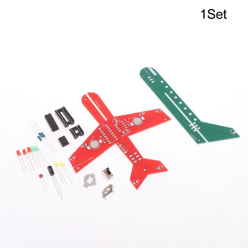 1 Set Flashing Led Pcb Diy Electronic Kit Small Airplane Cd4017 Flow Lamp Welding Practice Electronic Science Assembly Kit