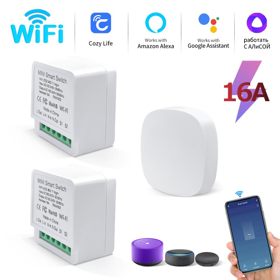 Умный переключатель WiFi и RF 2.4G AC100-240V 16A Автоматический выключатель Реле Управление через приложение Cozylife с Alexa Google Home Yandex SmartThings