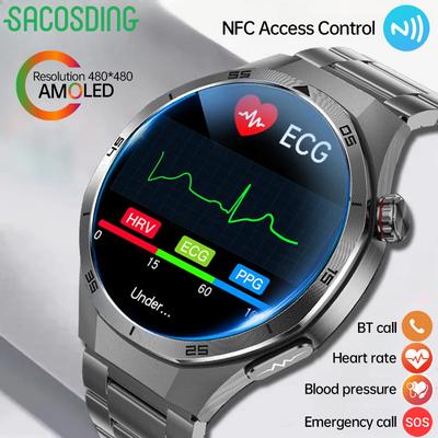 SACOSDING Новые умные часы для мужчин +ППГ+ВСР Монитор АД Сон AMOLED HD Экран NFC Bluetooth Звонки Здоровье Умные часы