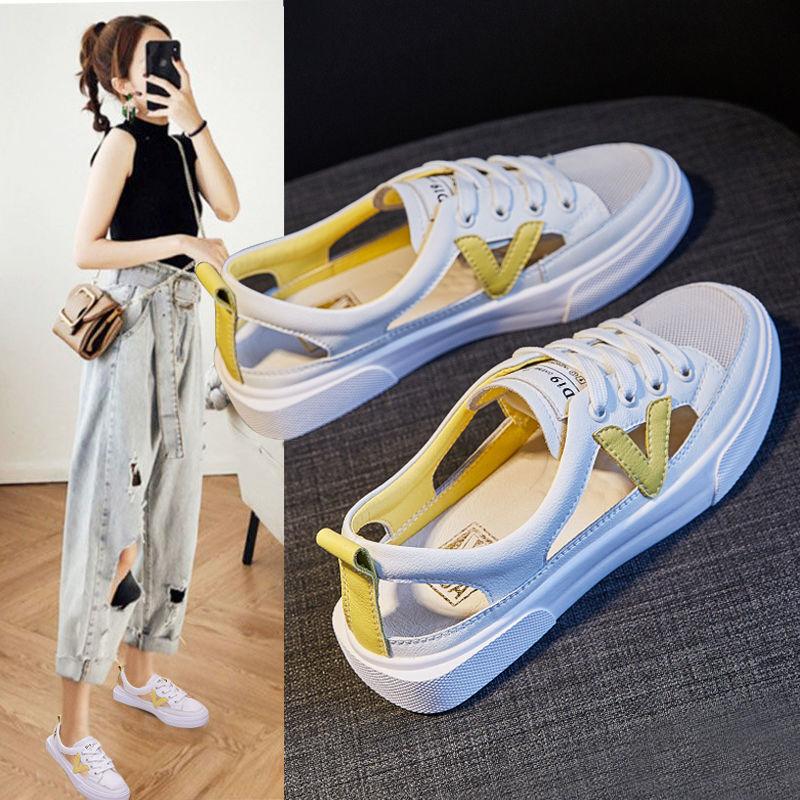 Toe Cap Sports Sandals Women's Outer Wear Summer Students All-match Flat-bottomed Casual White Shoes