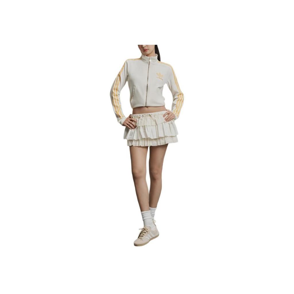 Adidas Оригинальная спортивная куртка премиум-класса с вышитым логотипом в полоску, удобная мягкая спортивная куртка, женские куртки Han-Jade-White JZ4337