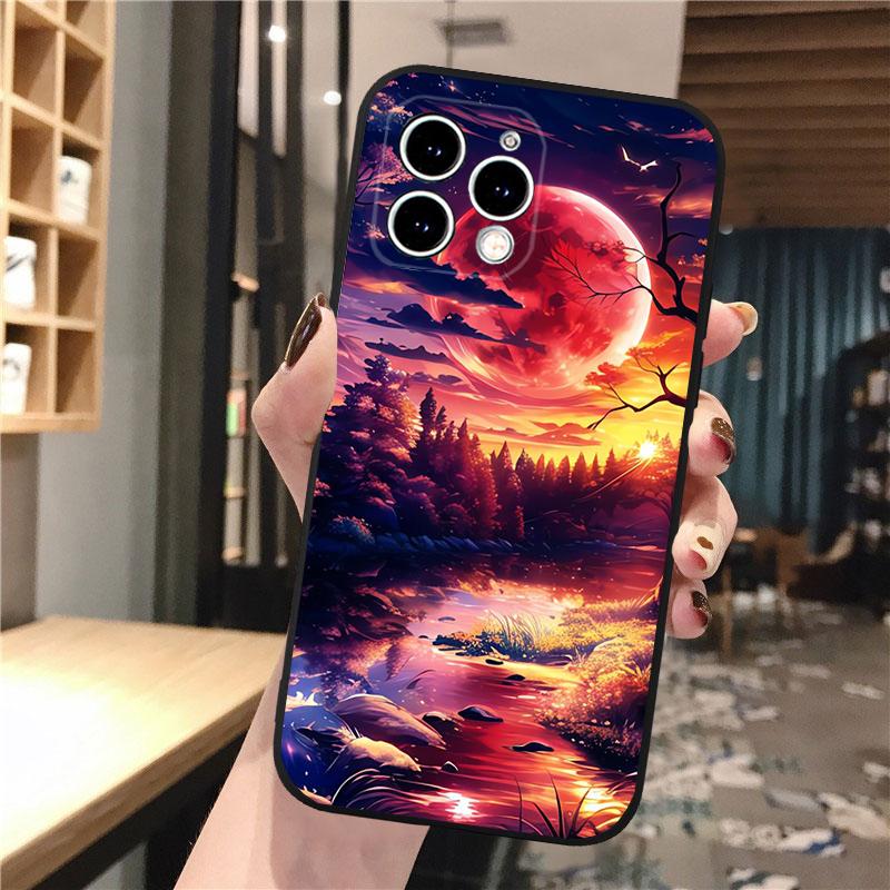 Чехол для телефона с изображением лунного ночного пейзажа для iPhone 15 14 Pro Max 13 12 11 Pro Max XSMax XR 12 13 mini 14 Plus Shell